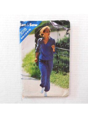 See & Sew Butterick 3018 Pattern Misses Jogger Top Pants Size 8-12 Uncut